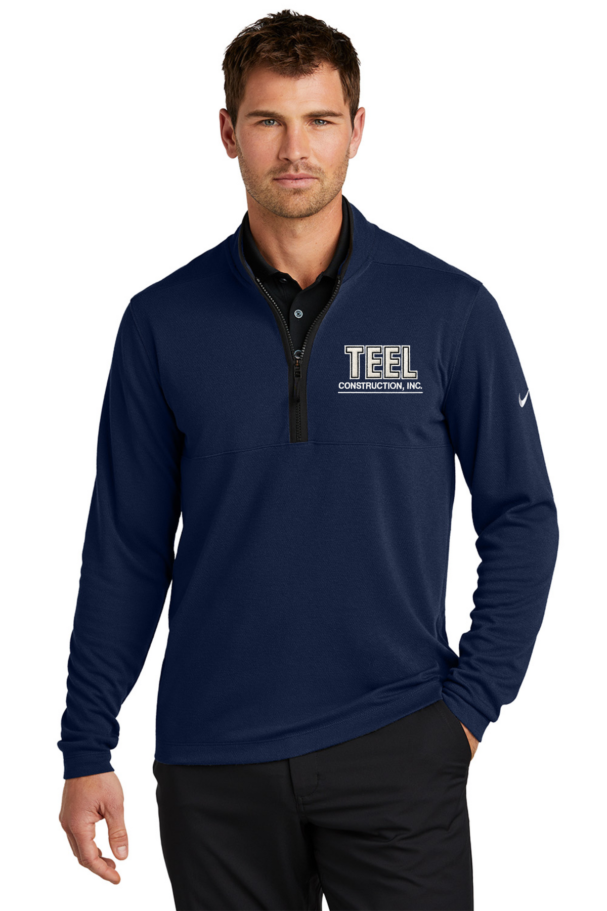 TEEL Embroidered Nike Textured 1/2-Zip Cover-Up