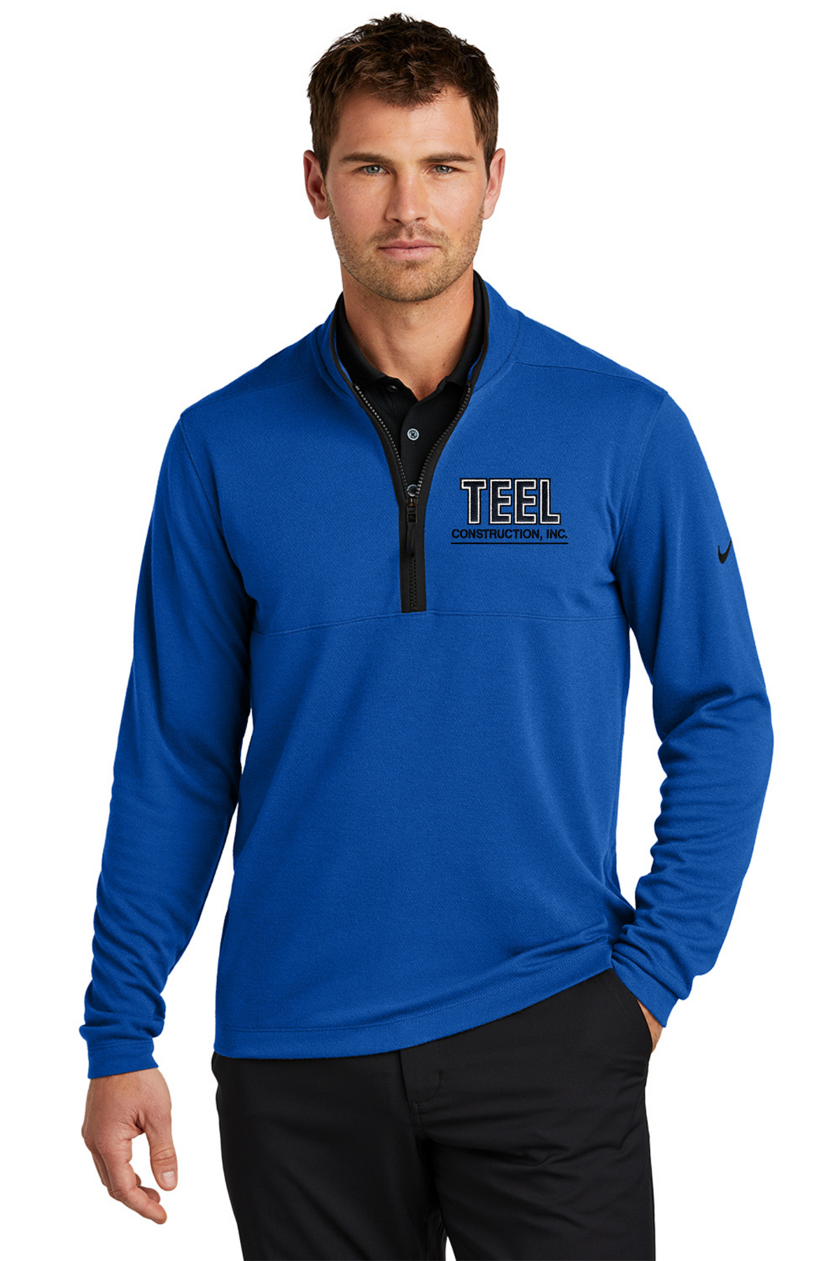 TEEL Embroidered Nike Textured 1/2-Zip Cover-Up