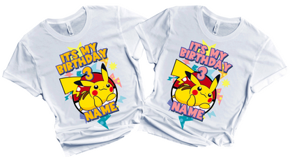 Pokemon Birthday T-Shirt for Boys and Girls Matching Custom Family Party Pikachu