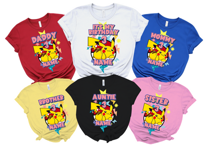 Pokemon Pikachu Birthday T-Shirt Custom Matching Family Set 1
