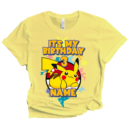 Pokemon Pikachu Birthday T-Shirt Custom Matching Family Set 1