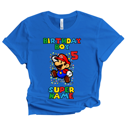 Birthday Mario Shirt Boy Custom SuperHero Matching Family Tees Kids Party