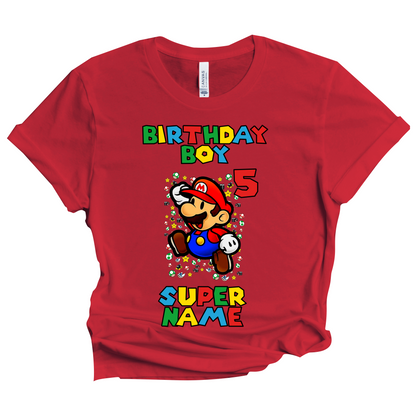 Birthday Mario Shirt Boy Custom SuperHero Matching Family Tees Kids Party