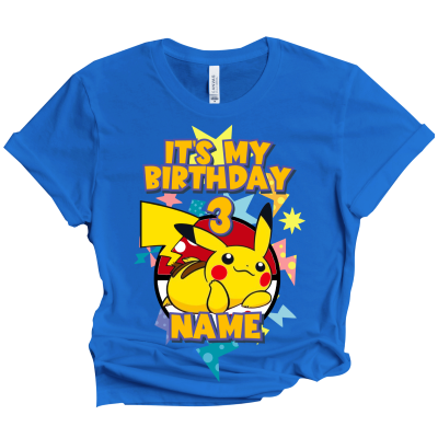 Pokemon Birthday T-Shirt for Boys and Girls Matching Custom Family Party Pikachu