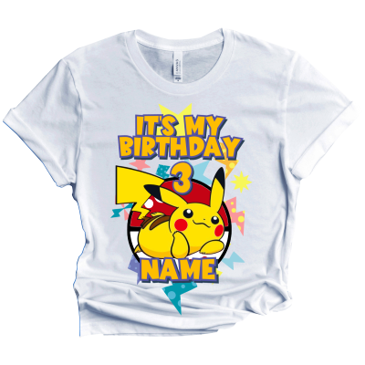 Pokemon Birthday T-Shirt for Boys and Girls Matching Custom Family Party Pikachu