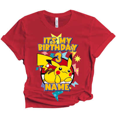 Pokemon Birthday T-Shirt for Boys and Girls Matching Custom Family Party Pikachu