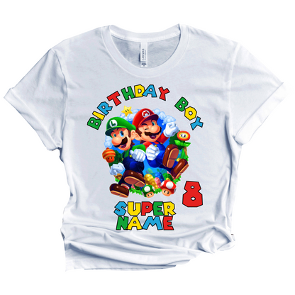 Super Birthday Mario Boy Custom Shirt Superhero Family Matching Tees Kids Party