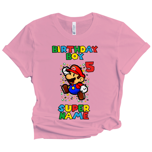 Birthday Mario Shirt Boy Custom SuperHero Matching Family Tees Kids Party