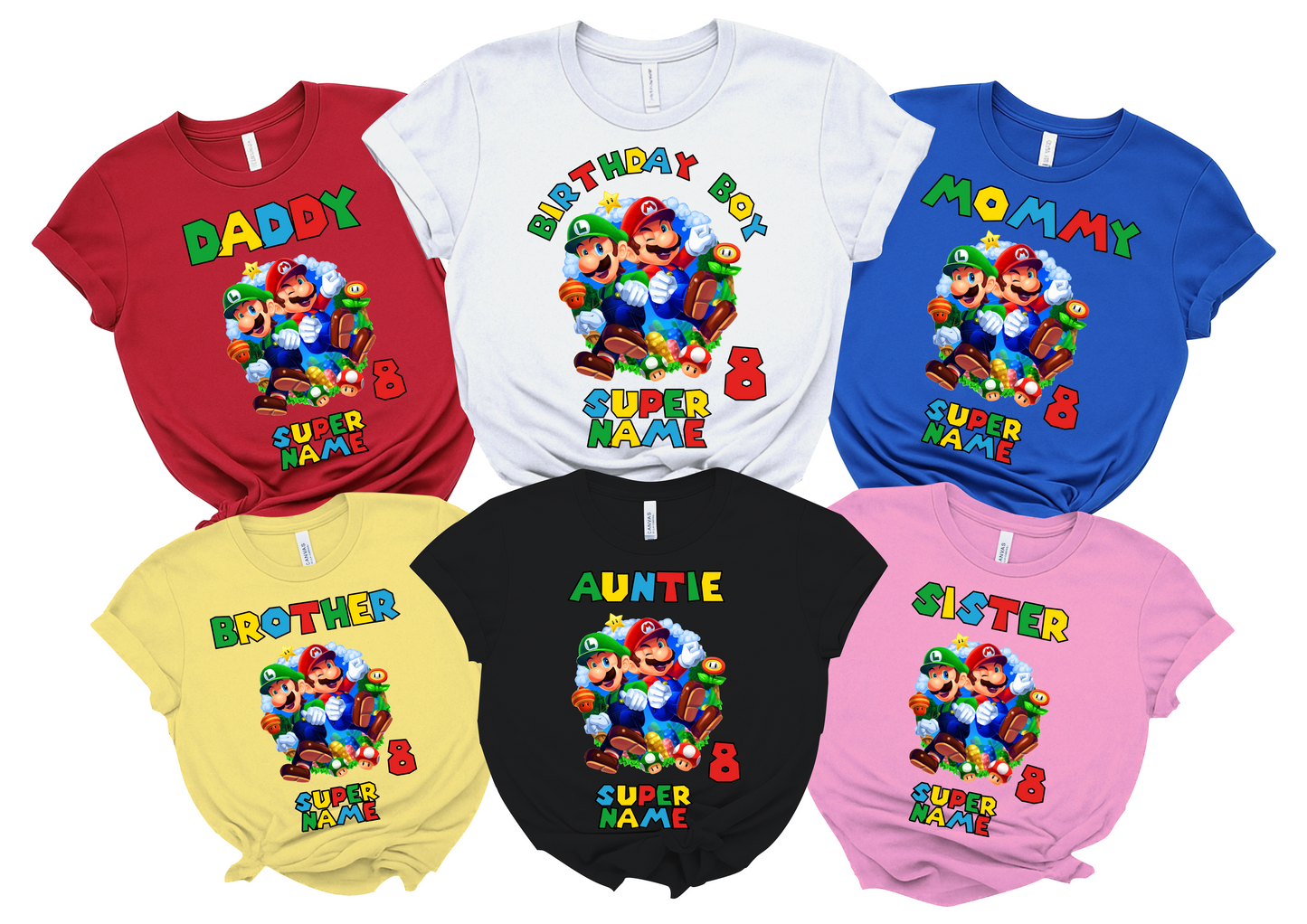 Super Birthday Mario Boy Custom Shirt Superhero Family Matching Tees Kids Party