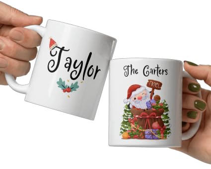 Custom Coffee Cup Gifts Personalized Christmas Design Ceramic Mugs with Name And Photo Customized Xmas Cups Gifts for Holiday All Family Gathering Tea Cup White Coffee Mug 11oz