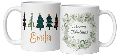Custom Family Coffee Tea Mug Gifts Personalized Christmas Design Ceramic Mugs with Name And Photo Customized Xmas Cups Gifts for Holiday All Family Gathering Tea Cup White Coffee Mug 11oz