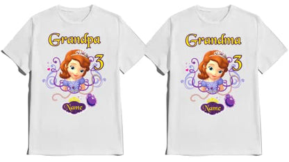 Sofia the First Birthday Shirt Custom Name and Age Custom T-Shirts for Princess Sofia Birthday Kids Party Family Matching Shirts