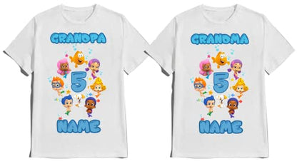 Birthday Personalized Bubble Birthday Shirt Add Any Name and Age Custom Shirts Guppie Birthday Kids Party Family Matching Shirts