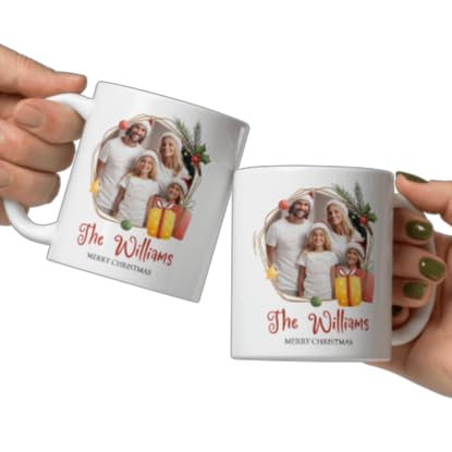 Mug For All The Family Gift Mug Personalized Christmas Design Ceramic Mugs with Name And Photo Customized Xmas Cups Gifts for Holiday All Family Gathering Tea Cup White Coffee Mug 11oz