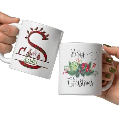 Custom Coffee Mug Gifts Personalized Christmas Design Ceramic Mugs with Name And Photo Customized Xmas Cups Gifts for Holiday All Family Gathering Tea Cup White Coffee Mug 11oz