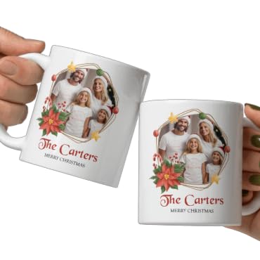 Custom Family Photo Mug Gifts Design Ceramic Mugs with Name And Photo Customized Xmas Cups Personalized Christmas Gifts for Holiday All Family Gathering Tea Cup White Coffee Mug 11oz