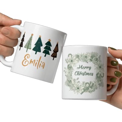 Custom Family Coffee Tea Mug Gifts Personalized Christmas Design Ceramic Mugs with Name And Photo Customized Xmas Cups Gifts for Holiday All Family Gathering Tea Cup White Coffee Mug 11oz