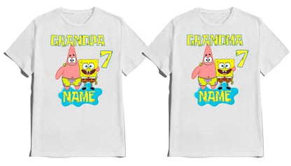 Birthday Sponge Boy Girl Family Matching Tshirts Custom Shirt Custom Name Age Kids Party Tees