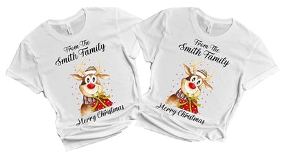 Christmas Matching Shirts For All The Family Custom Gift Holidays Christmas Eve White Tshirt All Sizes Kids And Adults Personalized Customize Name Shirt