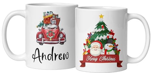 Custom Fireplace Coffee Cup Gifts with Name And Photo Customized Xmas Cups Gifts for Holiday All Family Gathering Tea Cup White Coffee Mug 11oz Personalized Christmas Design Ceramic Mugs