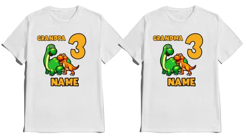 Dinosaur Birthday Boy Girl Shirt Dino Family Matching T-shirts Dinosaurs Custom Tshirt Name Age Kids Party Tees