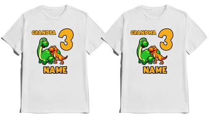Dinosaur Birthday Boy Girl Shirt Dino Family Matching T-shirts Dinosaurs Custom Tshirt Name Age Kids Party Tees