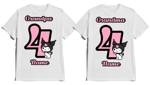 Birthday Girl Kitty Anime Shirt Custom Name Age Family Matching tshirt Party Kids