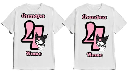 Birthday Girl Kitty Anime Shirt Custom Name Age Family Matching tshirt Party Kids