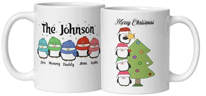 Custom Mug Gift Personalized Christmas Design Ceramic Mugs with Name And Photo Customized Xmas Cups Gifts for Holiday All Family Gathering Tea Cup White Coffee Mug 11oz