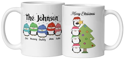 Custom Mug Gift Personalized Christmas Design Ceramic Mugs with Name And Photo Customized Xmas Cups Gifts for Holiday All Family Gathering Tea Cup White Coffee Mug 11oz