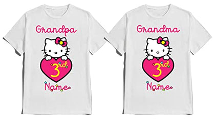 Hello Birthday Kitty Girly Shirt Family Matching T-shirts Birthday Girl Custom Tees Kids Party