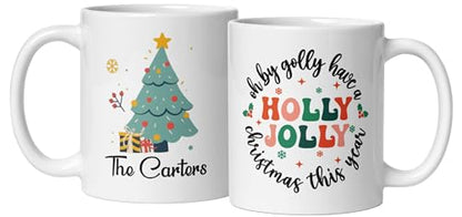 Custom Mug Gift Personalized Christmas Design Ceramic Mugs with Name And Photo Customized Xmas Cups Gifts for Holiday All Family Gathering Tea Cup White Coffee Mug 11oz