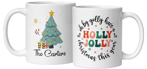 Custom Mug Gift Personalized Christmas Design Ceramic Mugs with Name And Photo Customized Xmas Cups Gifts for Holiday All Family Gathering Tea Cup White Coffee Mug 11oz
