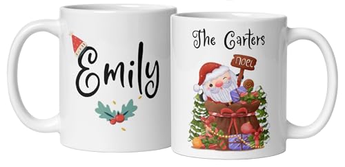 Custom Coffee Cup Gifts Personalized Christmas Design Ceramic Mugs with Name And Photo Customized Xmas Cups Gifts for Holiday All Family Gathering Tea Cup White Coffee Mug 11oz