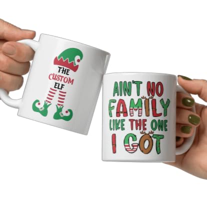 Custom CoffeeFmily Mug Gifts Personalized Christmas Design Ceramic Mugs with Name And Photo Customized Xmas Cups Gifts for Holiday All Family Gathering Tea Cup White Coffee Mug 11oz