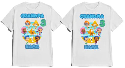 Birthday Personalized Bubble Birthday Shirt Add Any Name and Age Custom Shirts for a Guppie Birthday Kids Party Family Matching Shirts.