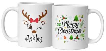 Custom Coffee Tea Mug Gifts Personalized Christmas Design Ceramic Mugs with Name And Photo Customized Xmas Cups Gifts for Holiday All Family Gathering Tea Cup White Coffee Mug 11oz