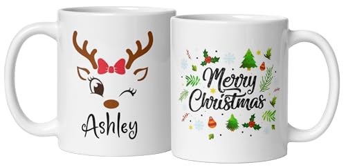 Custom Coffee Tea Mug Gifts Personalized Christmas Design Ceramic Mugs with Name And Photo Customized Xmas Cups Gifts for Holiday All Family Gathering Tea Cup White Coffee Mug 11oz