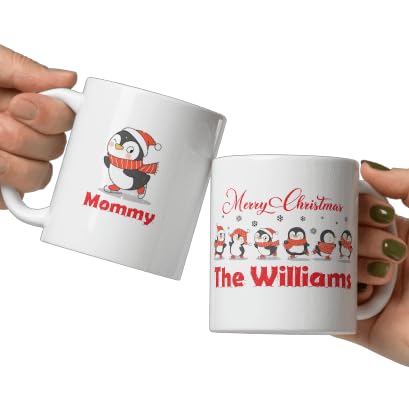 Custom Coffee Cup Family Gifts Personalized Christmas Design Ceramic Mugs with Name And Photo Customized Xmas Cups Gifts for Holiday All Family Gathering Tea Cup White Coffee Mug 11oz