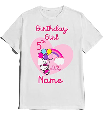 Hello Birthday Kitty Girly Shirt Family Matching T-shirts Birthday Girl Customize Tee Kids Party
