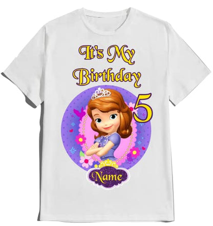 Sofia the First Birthday Shirt Custom Name and Age T-Shirts for Princess Sofia Birthday Kids Party Family Matching Shirts