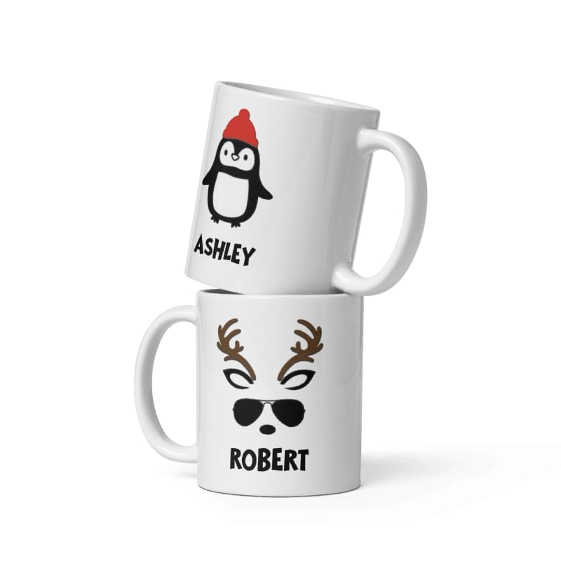 Custom Fireplace Coffee Mug Cup Gifts Personalized Christmas Design Ceramic Mugs with Name And Photo Customized Xmas Cups Gifts for Holiday All Family Gathering Tea Cup White Coffee Mug 11oz