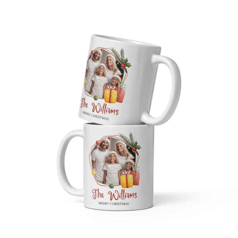 Mug For All The Family Gift Mug Personalized Christmas Design Ceramic Mugs with Name And Photo Customized Xmas Cups Gifts for Holiday All Family Gathering Tea Cup White Coffee Mug 11oz