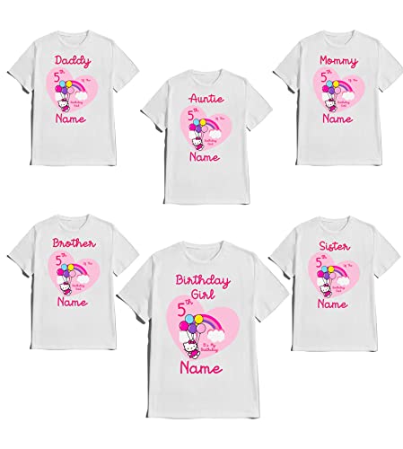 Hello Birthday Kitty Girly Shirt Family Matching T-shirts Birthday Girl Customize Tee Kids Party