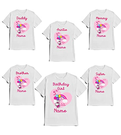 Hello Birthday Kitty Girly Shirt Family Matching T-shirts Birthday Girl Customize Tee Kids Party
