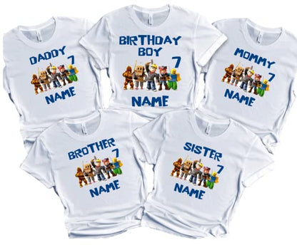 Birthday Robolox Shirt Boy Custom Nmae Age Family Matching T-shirts Gaming