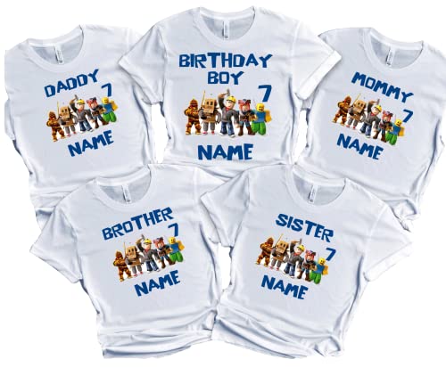 Birthday Robolox Shirt Boy Custom Nmae Age Family Matching T-shirts Gaming