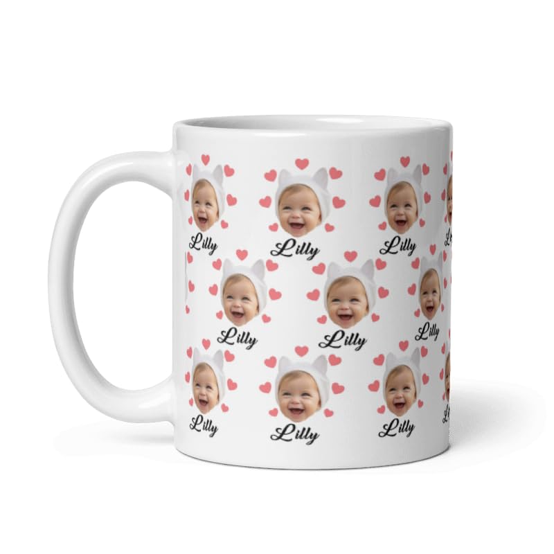 Mugs For All The Family Gift Holiday Personalized Christmas Design Ceramic Mugs with Name And Photo Your Face Customized Xmas Cups Gifts for Holiday All Family Gathering Tea Cup White Coffee Mug 11oz