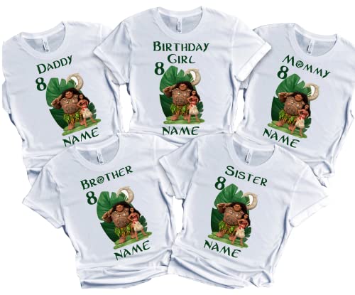 Moana Birthday T-Shirt Girl Family Matching Custom Tees