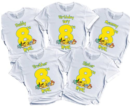 T-shirt Birthday Boy Family Matching Tees Custom Name Age Gota Catch Them All Party